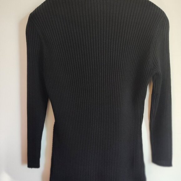 Ladies SZ S August Silk Black Surplice Sweater - Picture 3 of 4